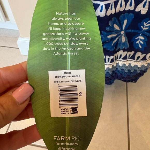 Blue and White Floral Swim Sarong by Farm Rio - Picture 4 of 5